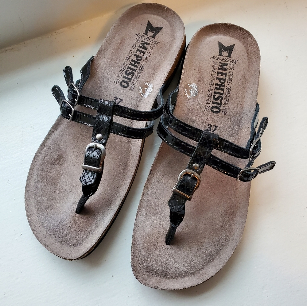 Mephisto Black Thong Sandals Size 37